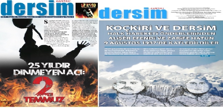 Dersim Gazetesi ’25 Yıldır Dinmeyen Acı: 2 Temmuz’ manşetiyle çıktı
