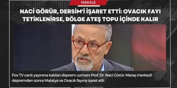 Naci Görür, Dersim’i işaret etti: Ovacık fayı tetiklenirse, bölge ateş topu içinde kalır