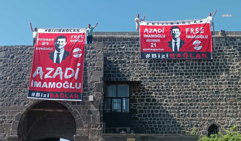 Diyarbakır’da ‘Azadi İmamoğlu’ Pankartına Engel! Gözaltılar Var