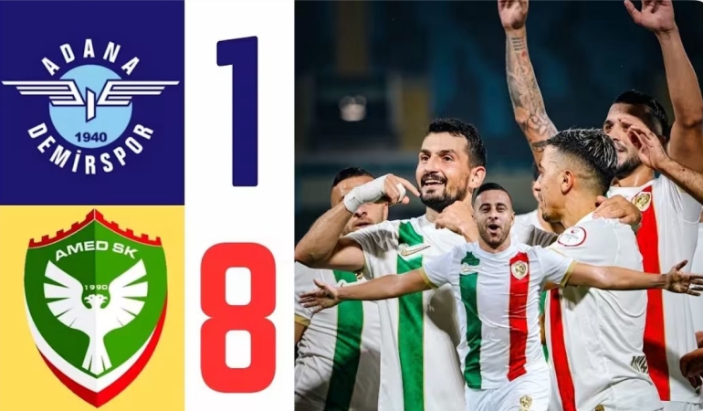 Amedspor’dan Adana’da tarihi galibiyet: 8-1