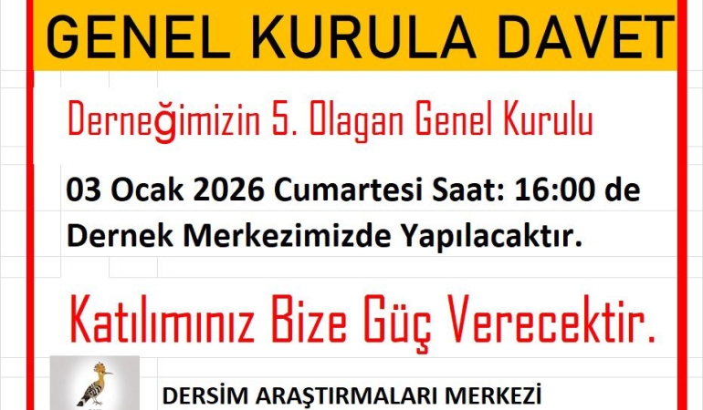 Dersim Araştırmaları Merkezi 5. Olağan Genel Kurulunu Yapıyor