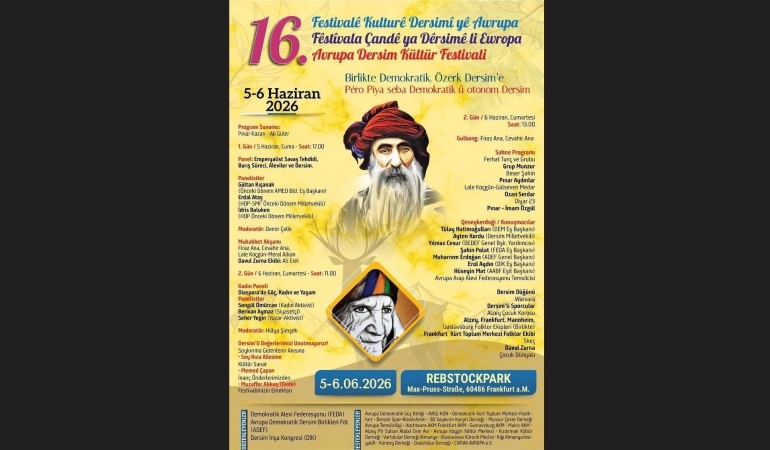 16. Avrupa Dersim Kültür Festivali Frankfurt’ta düzenlenecek
